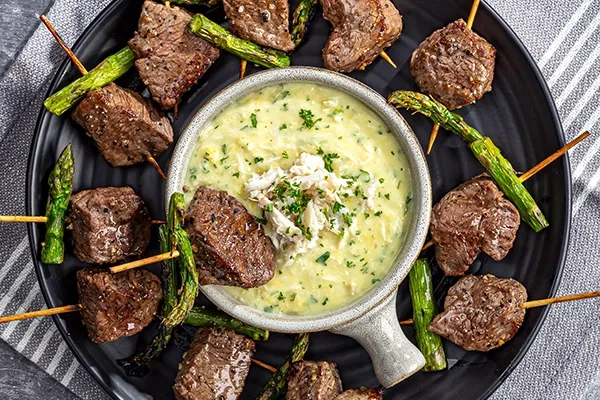 Air Fryer Steak Oscar Bites with Crab Bearnaise Dip